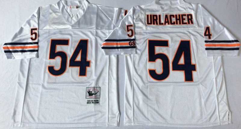 Bears 54 Brian Urlacher White M&N Road Throwback Jersey